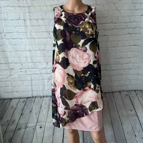 SLNY purple, pink & green floral sleeveless dress size 8 - Picture 1 of 12